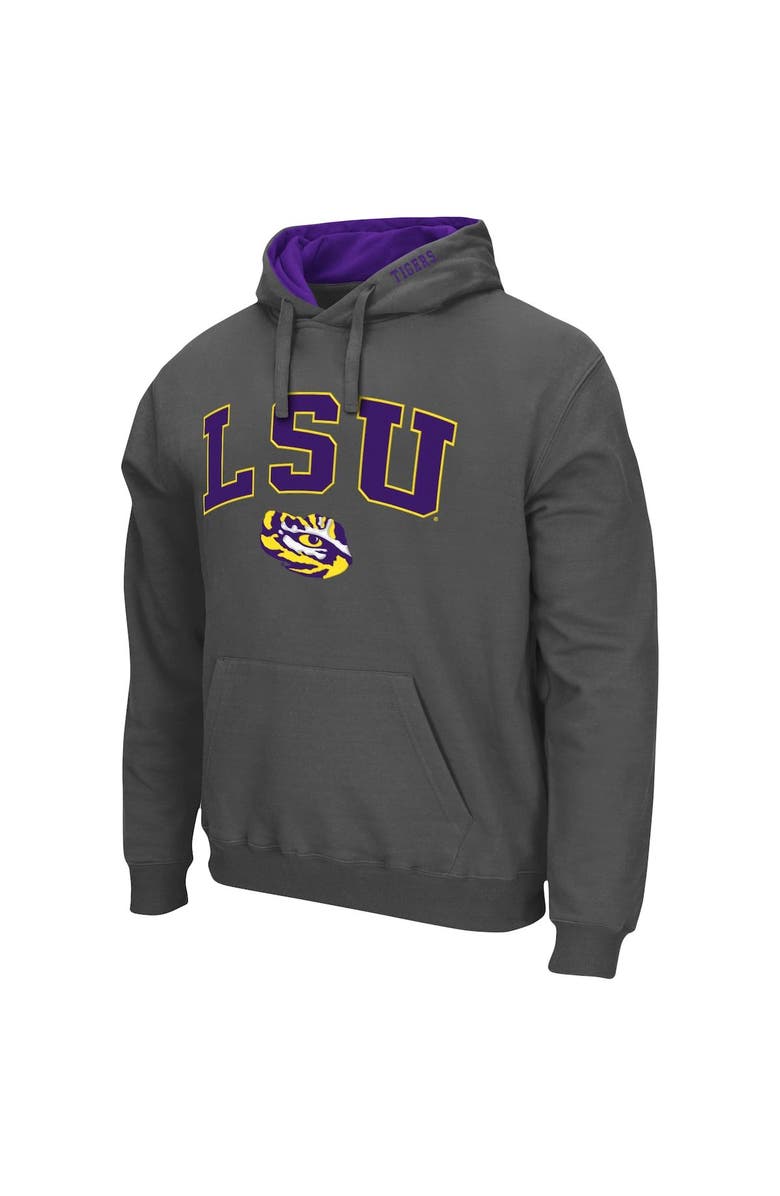 COLOSSEUM Men's Colosseum Charcoal LSU Tigers Arch & Logo 3.0 Pullover Hoodie, Alternate, color, Charcoal