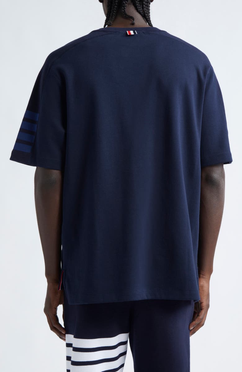Thom Browne 4-Bar Milano Cotton T-Shirt, Alternate, color, Navy