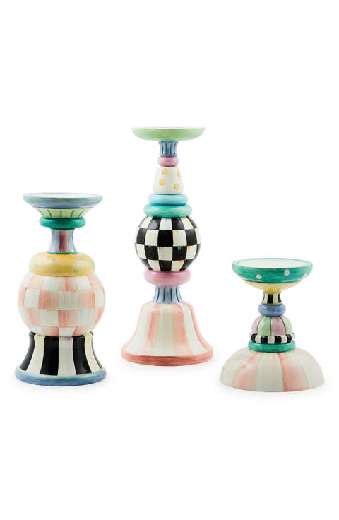 Rosy Meadow Set of 3 Candleholders