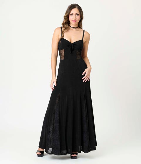 Sheer Spiderweb Godet Maxi Dress