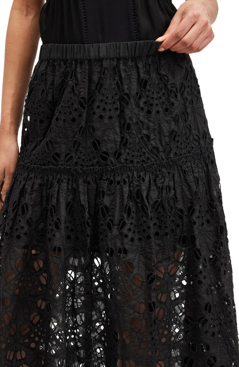 AllSaints Rosie Embroidered Skirt, Alternate, color,