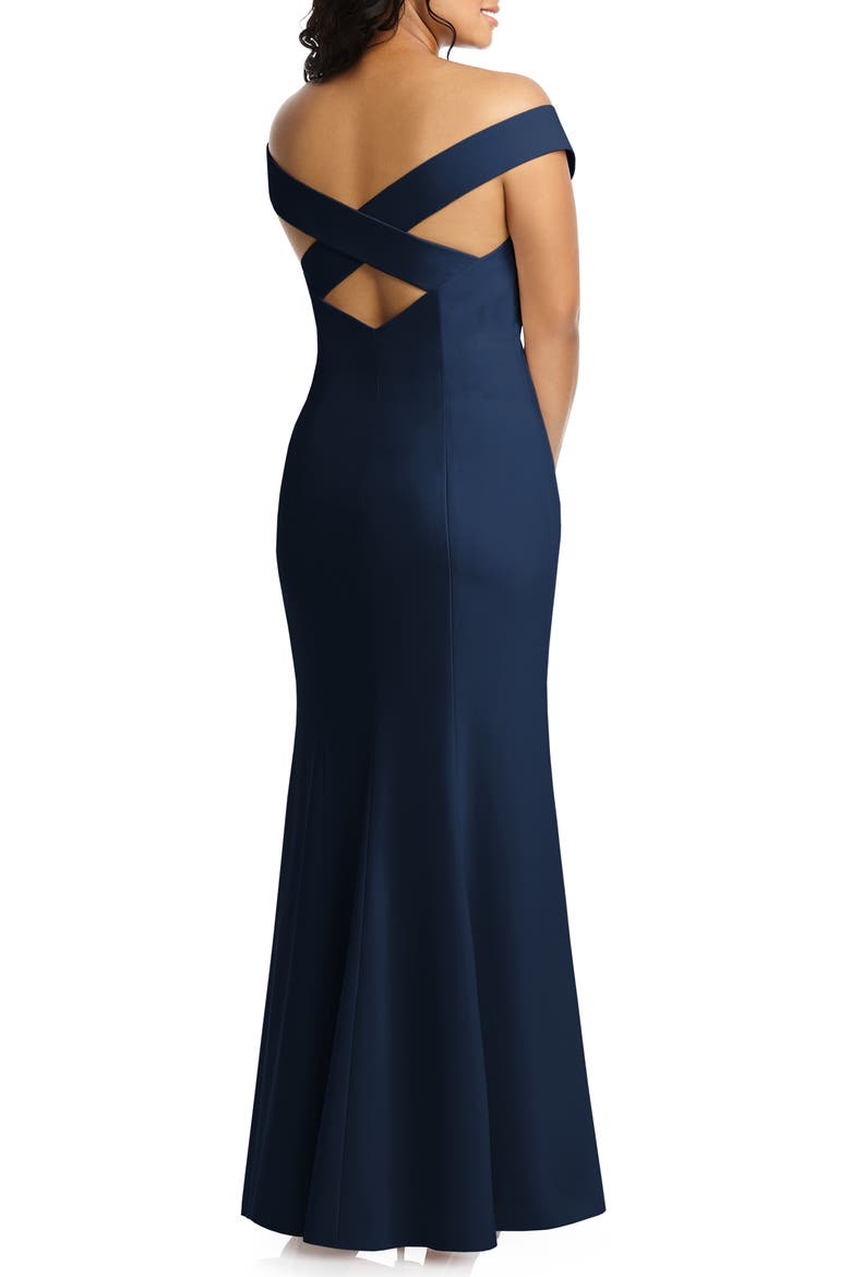Off the Shoulder Crossback Gown, Alternate, color, MIDNIGHT