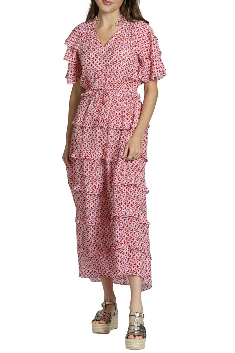 Tiered Ruffle Maxi Dress, Main, color, RED MULTI