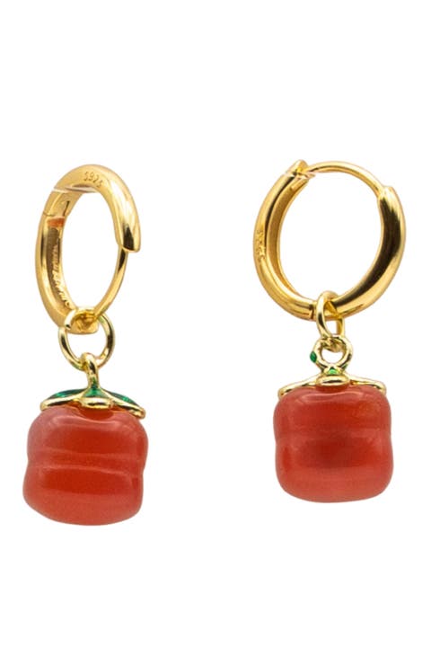 Harvest Persimmon Jade stone charm earrings