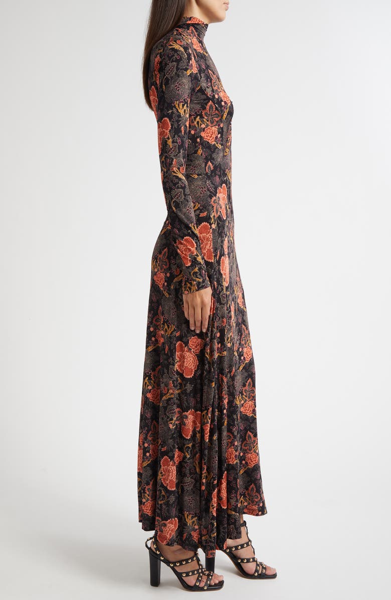 Ulla Johnson Koa Allover Print Long Sleeve Jersey Dress, Alternate, color, Night Lily