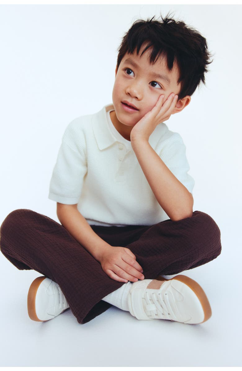 H&M Muslin Drawstring Trousers, Alternate, color, Dark Brown