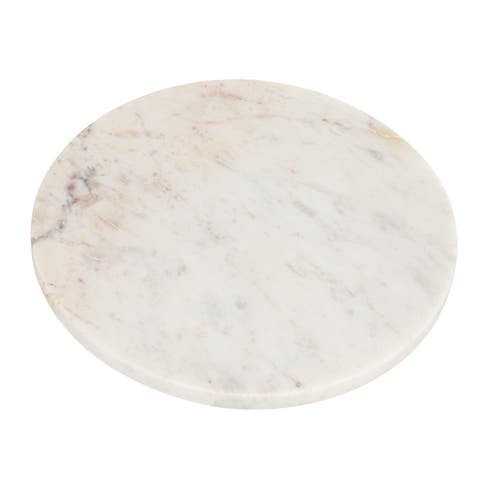 Large Round Marble Charcuterie or Cutting Board, White