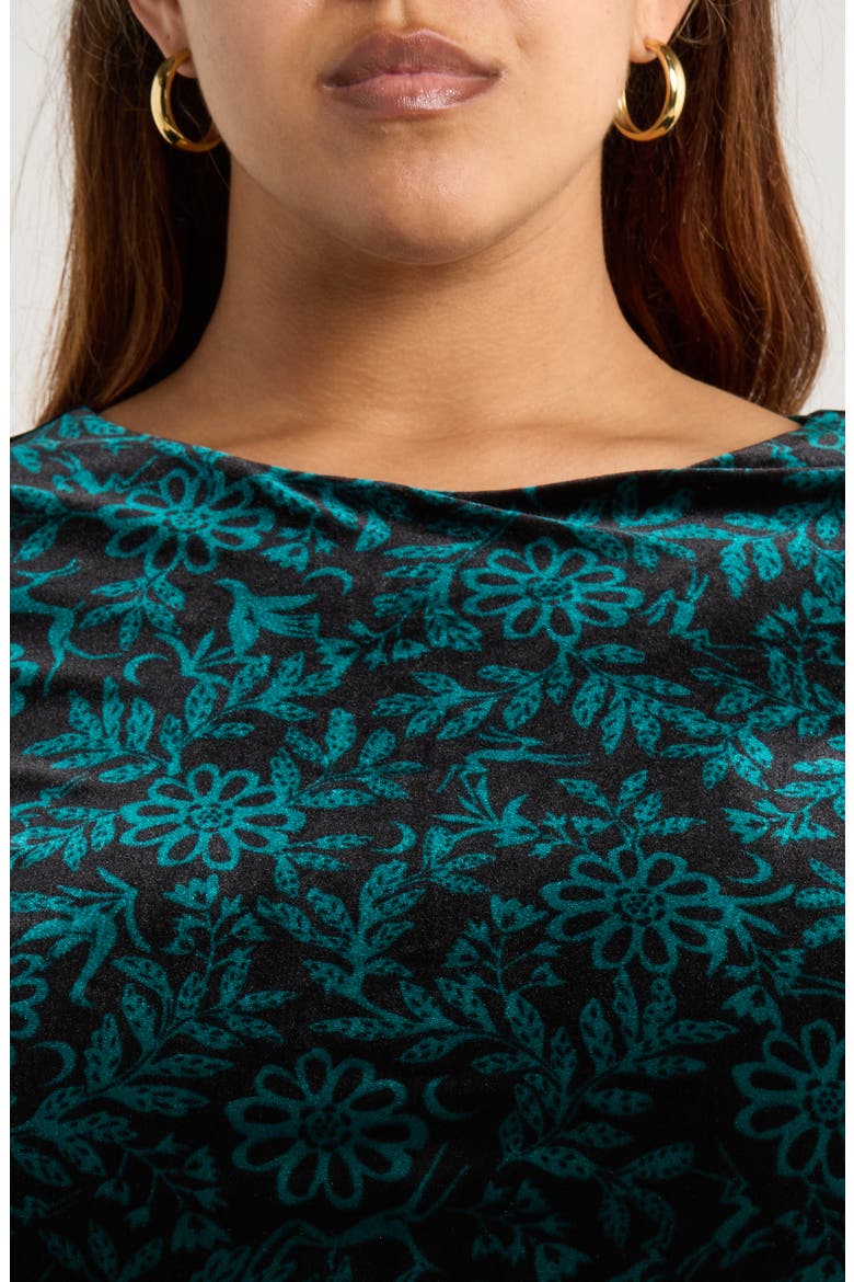 Oak Cottage Velvet Midi Dress, Alternate, color, EVENING WOODLAND STUDIO GREEN