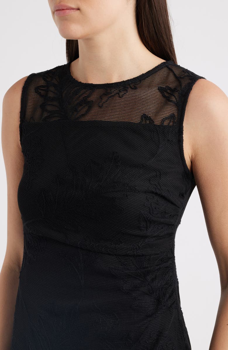 Anne Klein Embroidered Mesh Sleeveless Sheath Dress, Alternate, color,