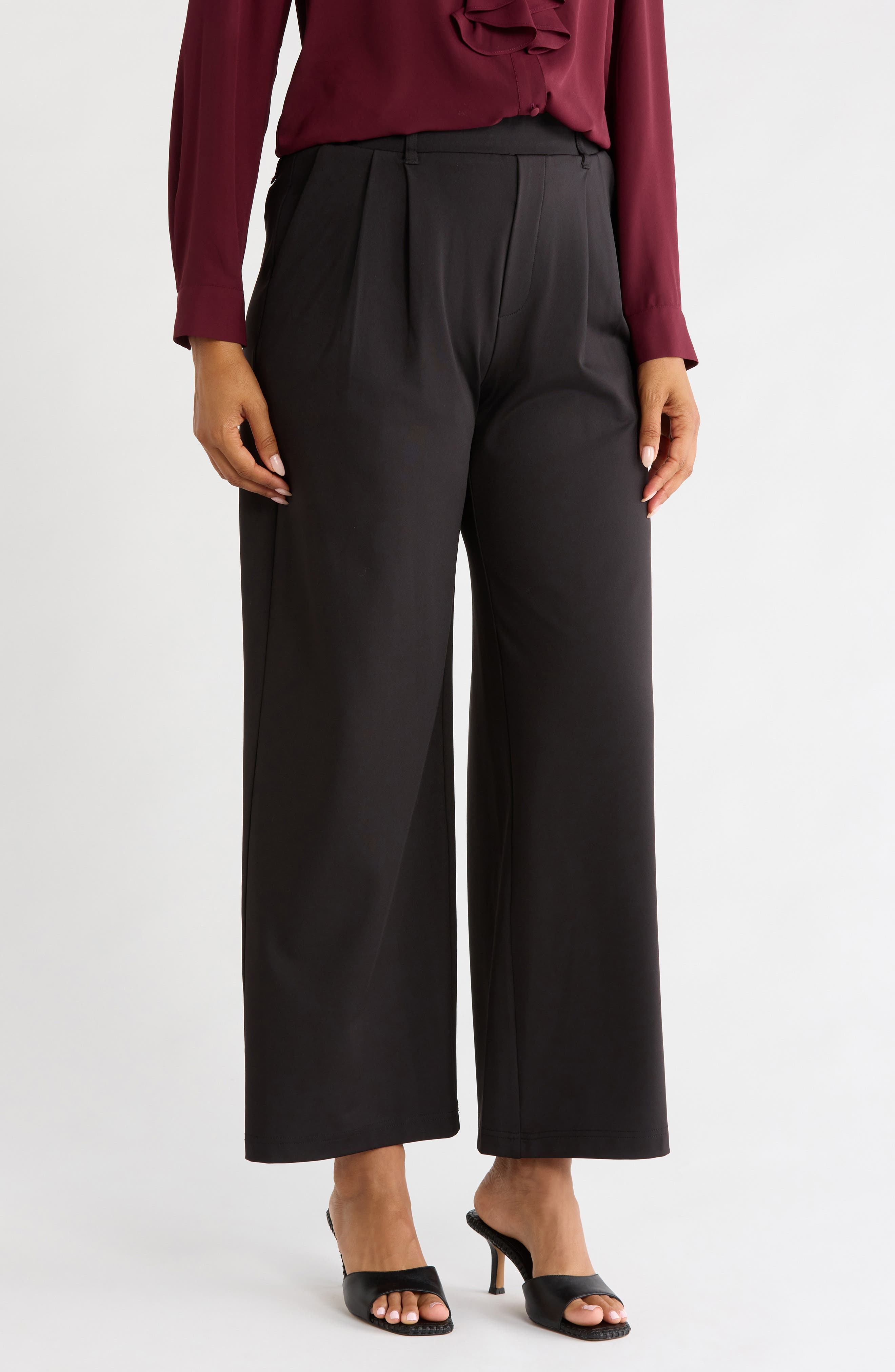 Adjustable Waist Wide Leg Knit Pants