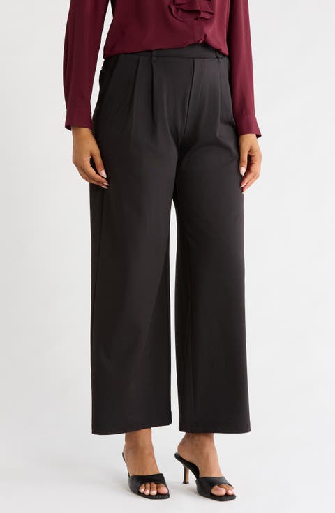 Adjustable Waist Wide Leg Knit Pants