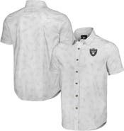 NFL X DARIUS RUCKER Men's NFL x Darius Rucker Collection by Fanatics White Las Vegas Raiders Woven Short Sleeve Button Up Shirt