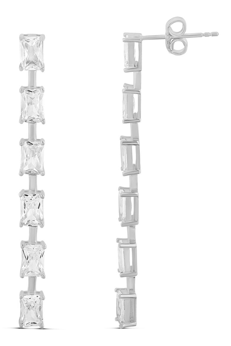 Emerald Bar Drop Earrings, Main, color, SILVER