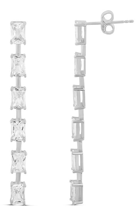 Emerald Bar Drop Earrings