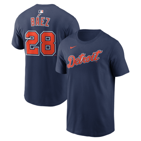 Name & Number T-Shirt Nike Javier Báez Navy Detroit Tigers Name & Number T-Shirt