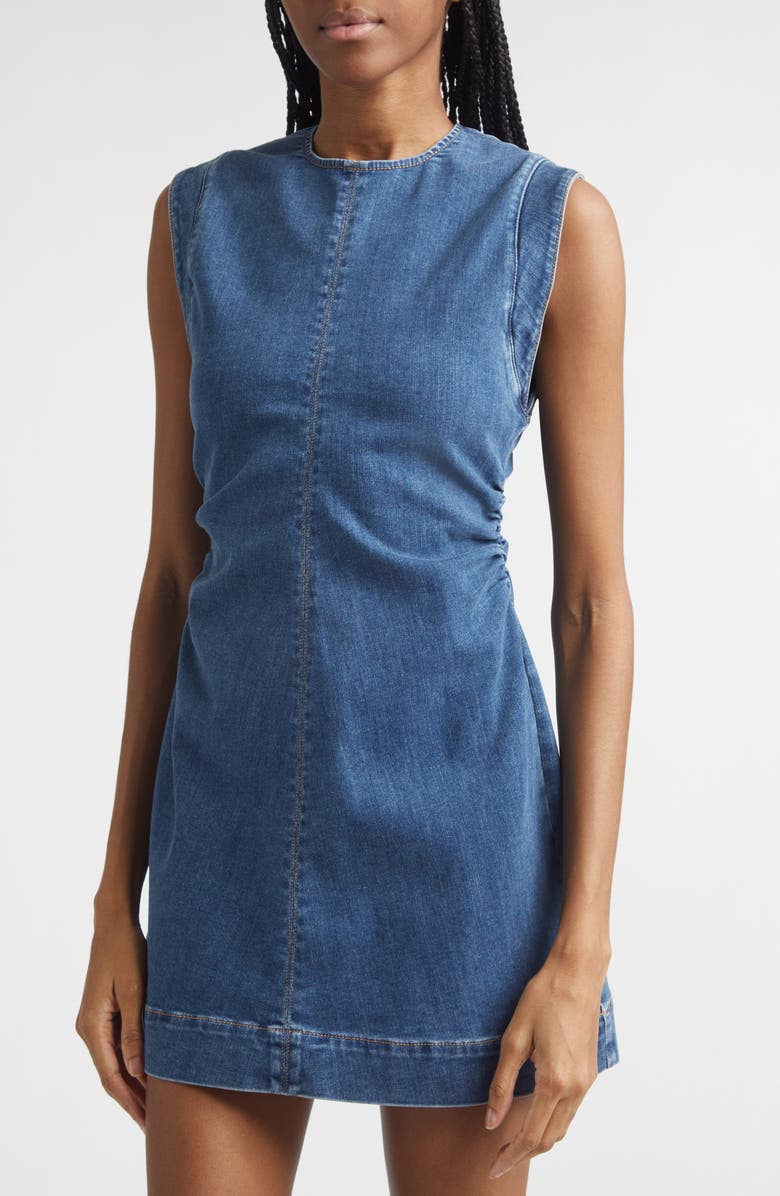 Veronica Beard Imara Denim Minidress, Alternate, color, Dark Bright Blue
