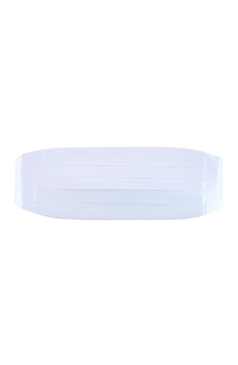 Trafalgar Sutton Solid Color Silk Cummerbund, Main, color, White
