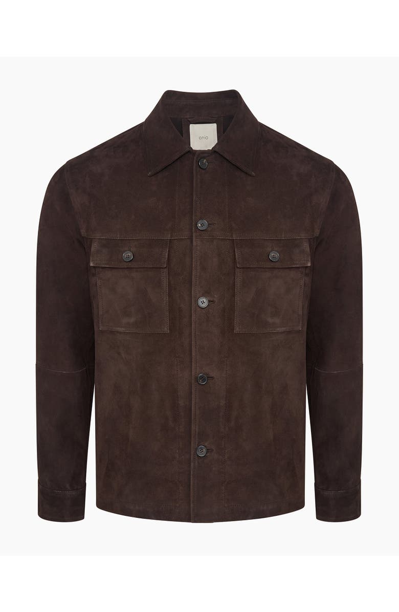 Onia Suede Traveler Jacket, Alternate, color, Chocolate