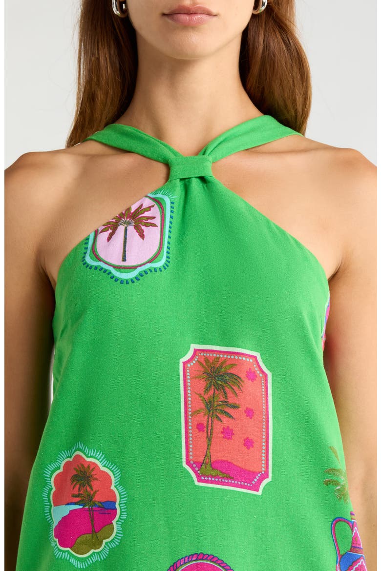 Nomi Floral Print Halter Minidress, Alternate, color, KELLY-PINK