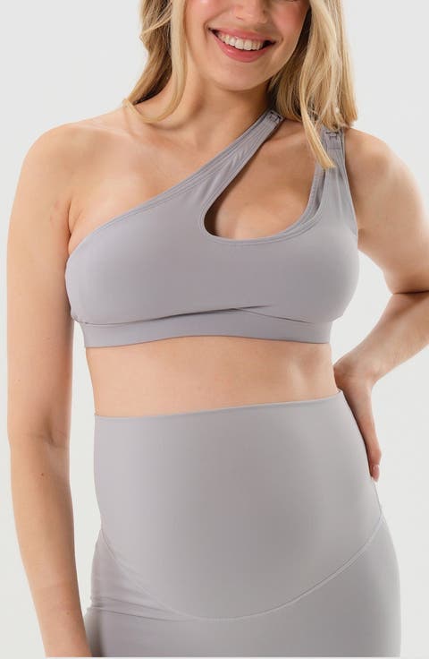 Women's Cross Body Nursing Bra With Easy-Release Breastfeeding Clips and One-Shoulder Design
