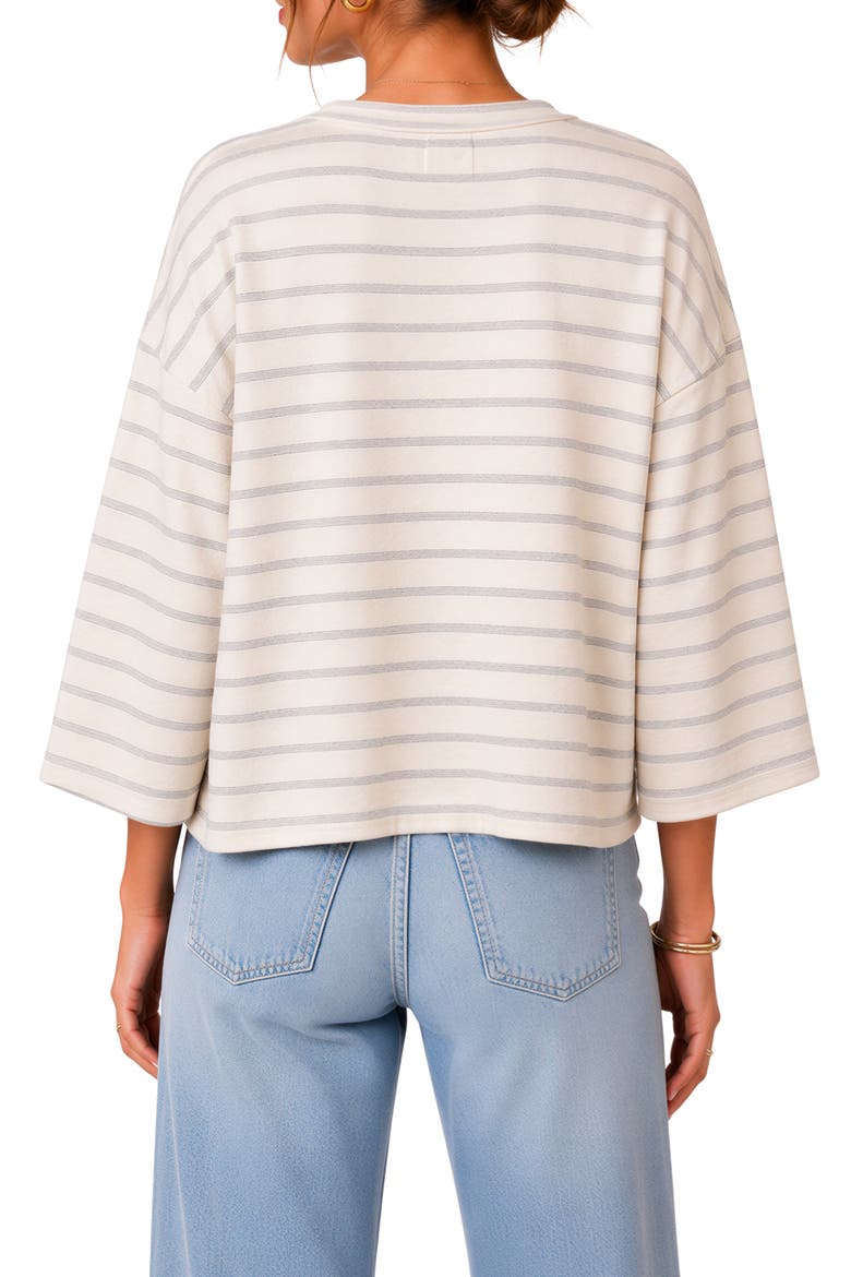 Slub Knit Striped Cardigan, Alternate, color, GREY