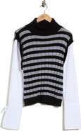 Derek Lam 10 Crosby Paola Mixed Media Cotton & Wool Sweater