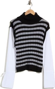 Derek Lam 10 Crosby Paola Mixed Media Cotton & Wool Sweater