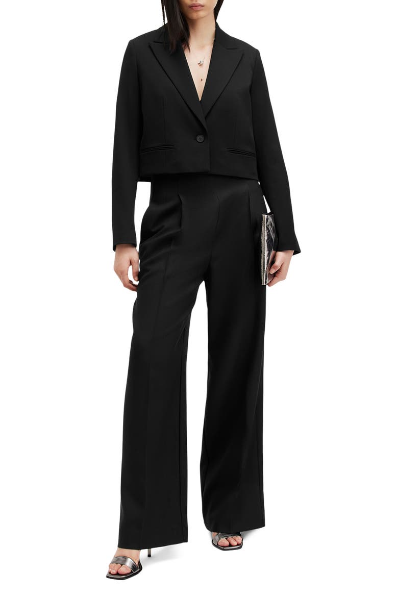 Shores One-Button Crop Blazer, Alternate, color, BLACK