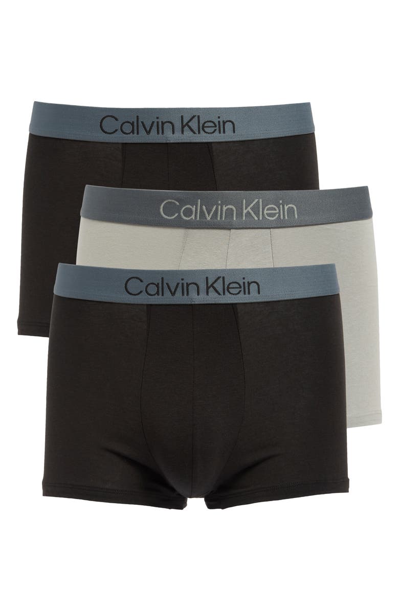 Calvin Klein 3-Pack Cotton Blend Trunks, Main, color, Ijt Black/ Wolf