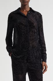 Etro Paisley Devoré Velvet Button-Up Shirt