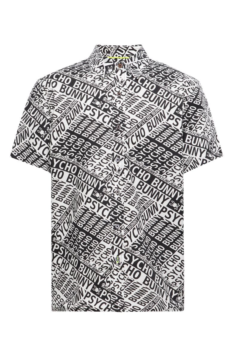 Psycho Bunny Capri Stretch Poplin Button-Up Shirt, Alternate, color, Black