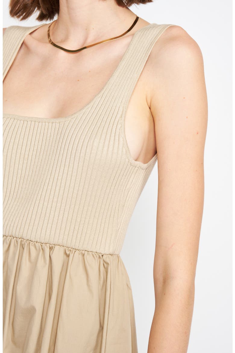 Winslow Mixed Media Scoop Neck Minidress, Alternate, color, TAUPE