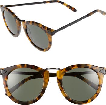 Karen Walker Harvest Round Sunglasses 51mm Buy Karen Walker Harvest Alt Fit Black Gold/Green | Afterpay main image 3
