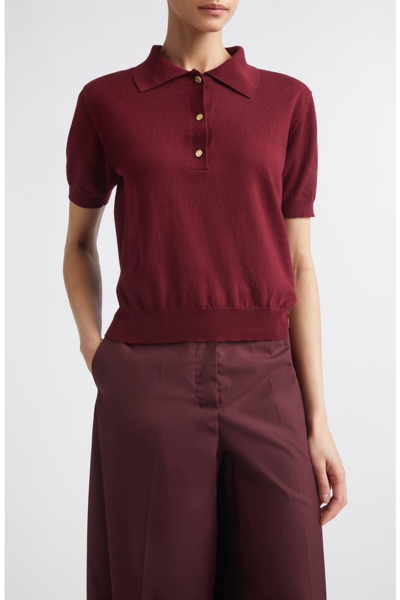 Pomposa Cotton, Silk & Cashmere Polo Sweater, Main, color, RED