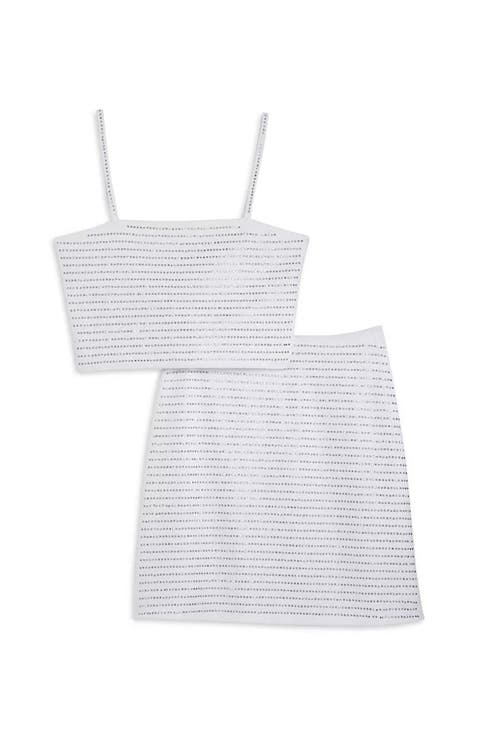 Franki White Studded Top and Skirt Set