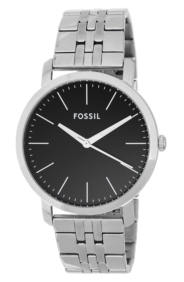 Fossil Luther Three Hand Quartz Watch with Interchangeable Strap, 44mm, Main, color, Black/ Silver