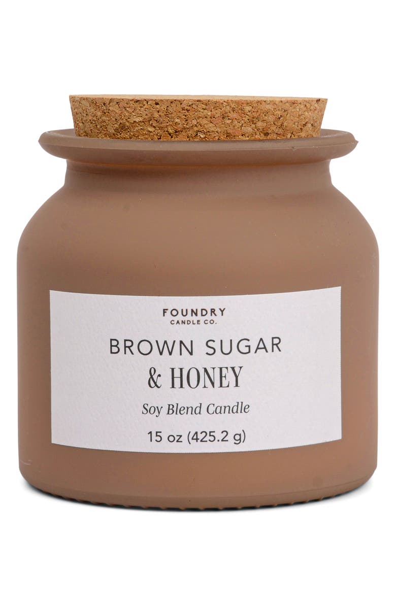 Foundry Candle Co. 15-Ounce Jar Fragrance Candle with Cork Lid, Main, color, Brown Sugar + Honey
