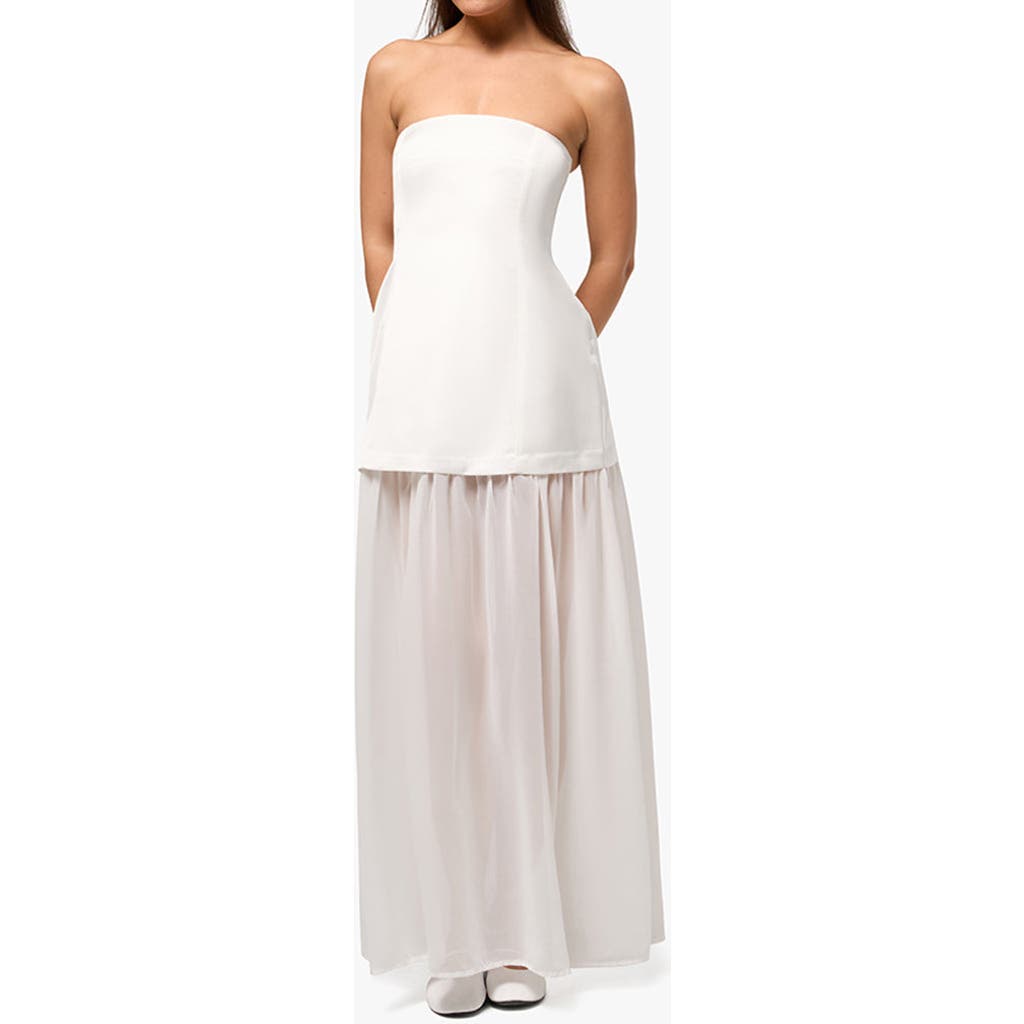 Weworewhat Corset Sheer Maxi Dress In Silk White