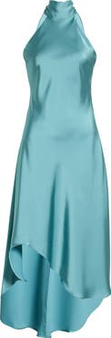 CeCe Tie Back Sleeveless High/Low Satin Gown