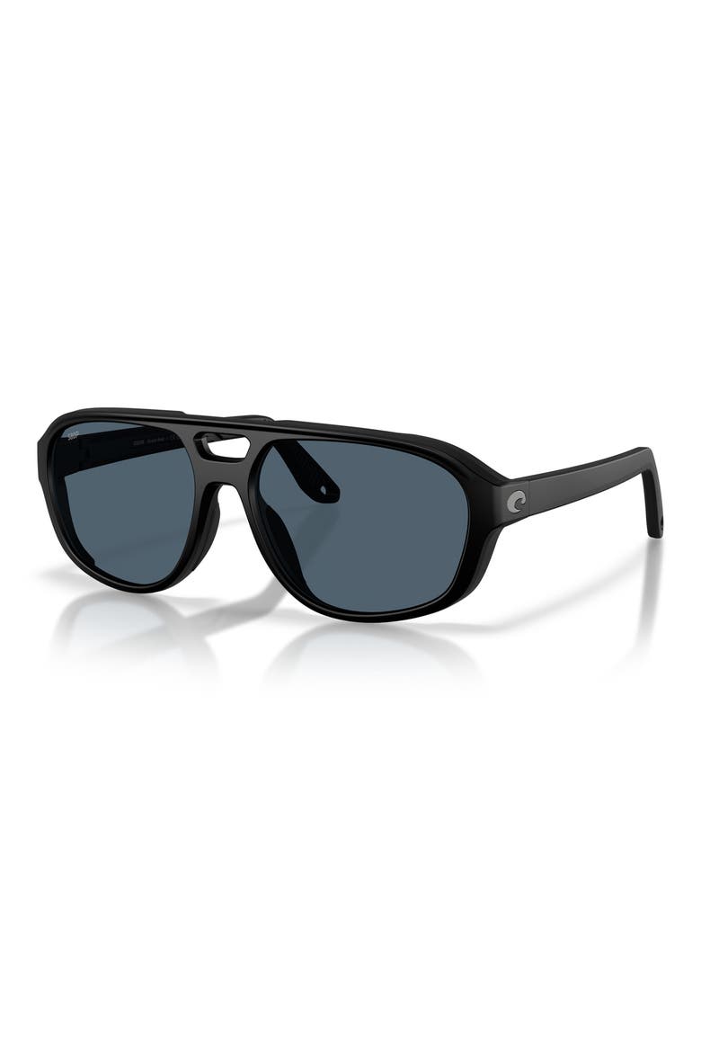 Street Heat 55mm Polarized Rectangular Sunglasses, Alternate, color, MATTE BLACK/ GREY