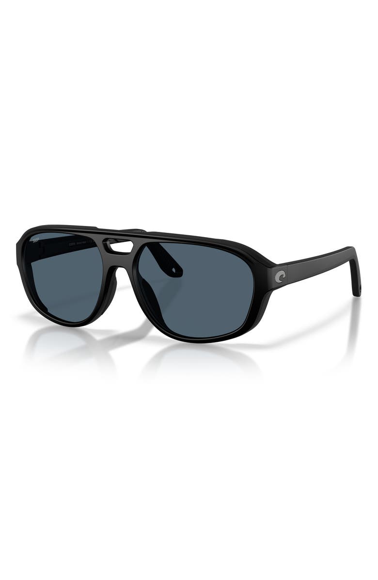 Costa Del Mar Street Heat 55mm Polarized Rectangular Sunglasses, Alternate, color, Matte Black/ Grey