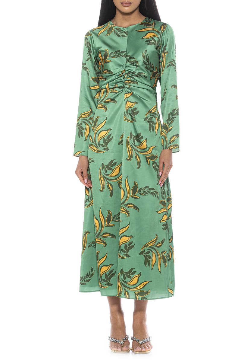Alexia Admor Floral Long Sleeve Satin Dress, Main, color,