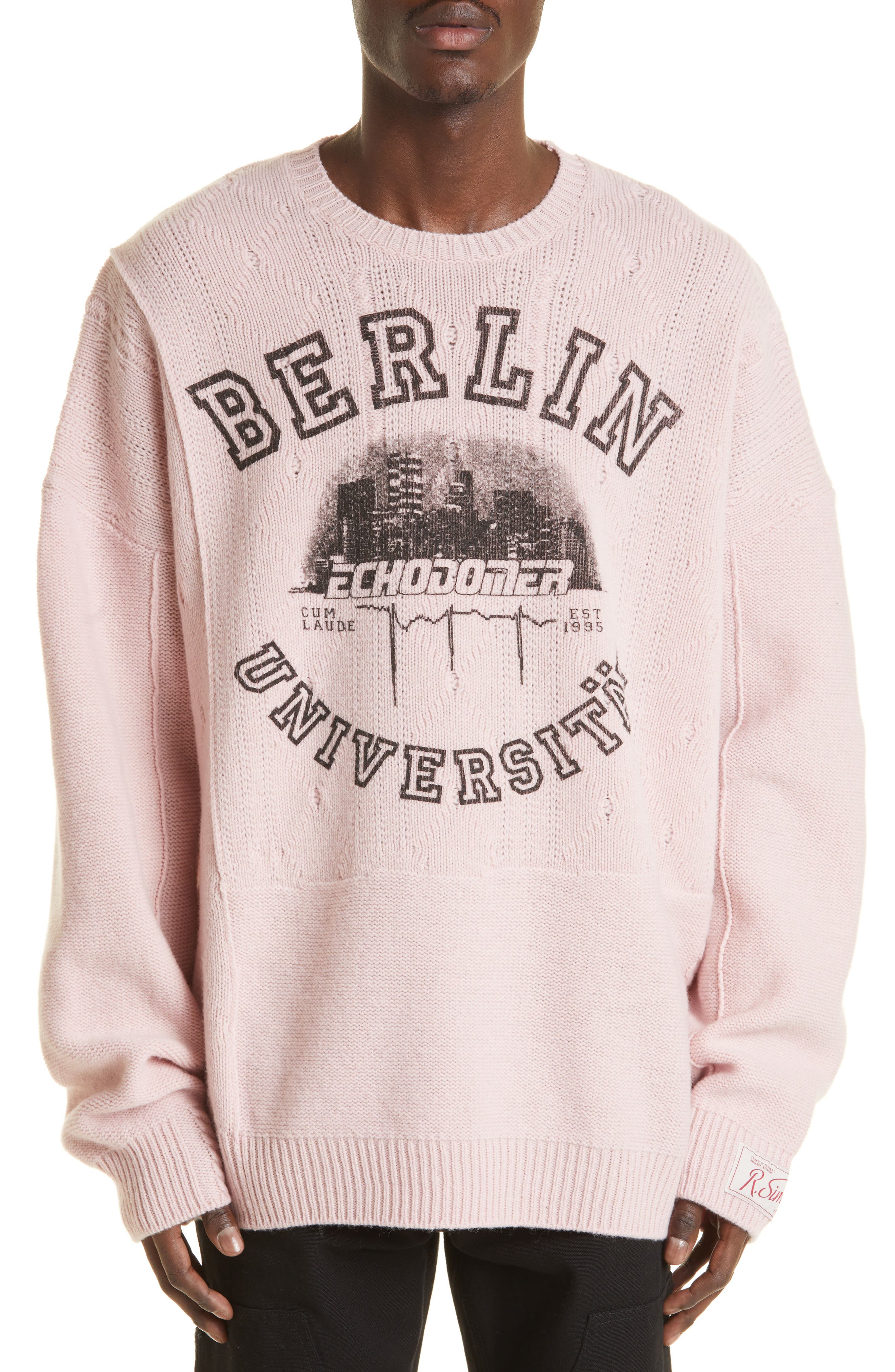 Raf Simons Mixed Stitch Collegiate Graphic Sweater (Men) | Nordstrom