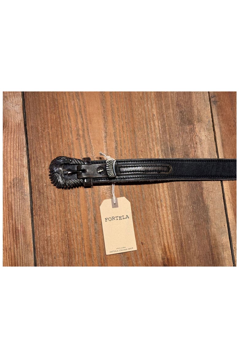 Western Buckle Leather Belt, Alternate, color, Black
