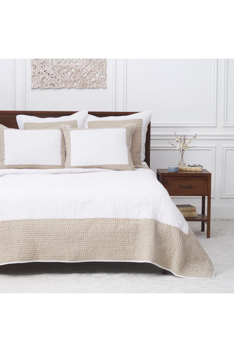 Tamia Natural Bedding Quilt Collection, Alternate, color, Beige