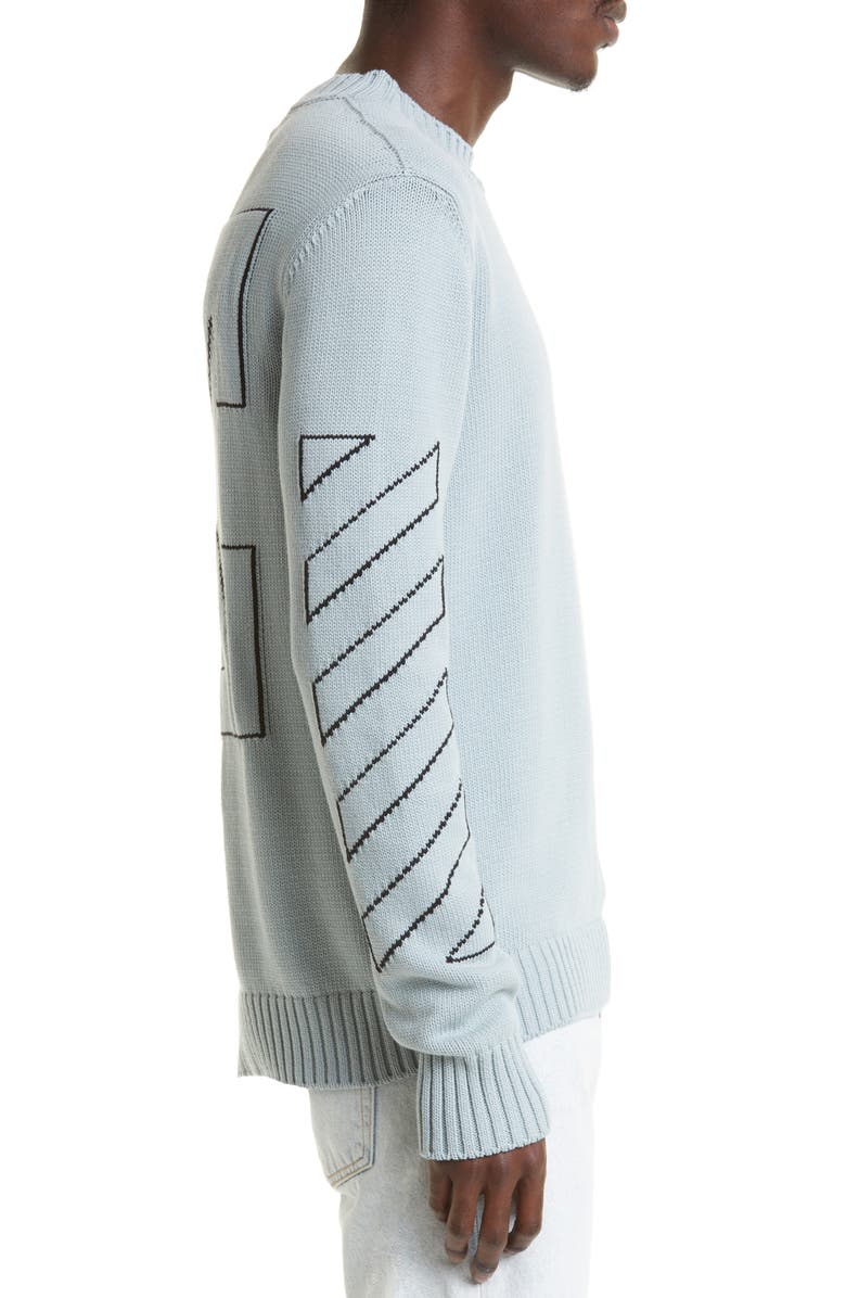 Off-White Diag Arrows Outline Crewneck Cotton Blend Sweater, Alternate, color, 