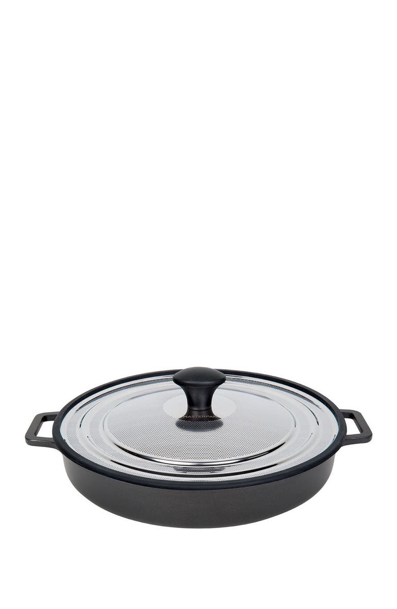 MASTERPAN Black Stovetop Oven Grill 12" Pan with Heat-in Steam-Out Lid, Alternate, color,