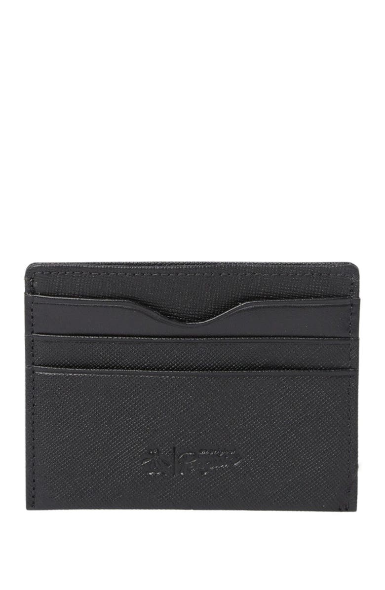 Original Penguin Saffiano Leather Card Case, Main, color, Blk