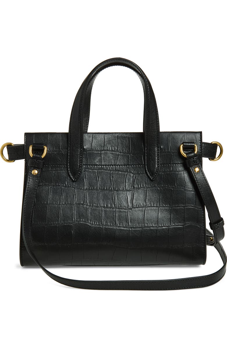 Burberry Mini Cotswolds Croc Embossed Leather Tote, Alternate, color, Black