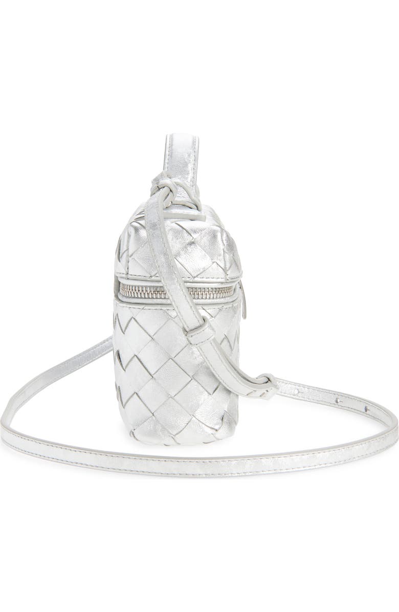 Bottega Veneta Bang Bang Intrecciato Metallic Leather Crossbody Vanity Case, Alternate, color, 8101 Silver / Silver